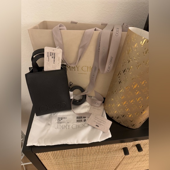 Jimmy Choo Handbags - Jimmy Choo Black Leather Top Handle Mini Tote Bag, NWT AND DUSTBAG